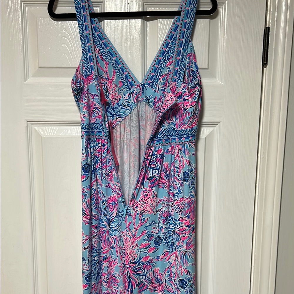 Lilly Pulitzer Blue and Pink Floral Maxi Dress-NWT - Picture 7 of 12